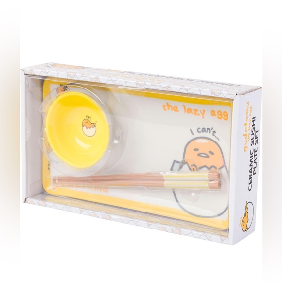 Sanrio Hello Kitty and Friends Gudetama The Lazy Egg 3 Piece Sushi Plate Set - Picture 6 of 9